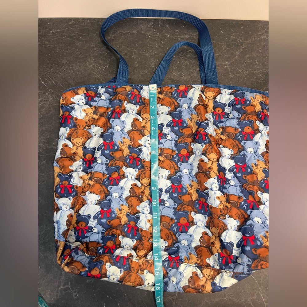 Retro Adorable Teddy Bear Print Tote Bag